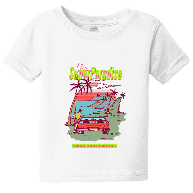 16 Bit Super Paradise Baby Tee by lullabellelaart | Artistshot