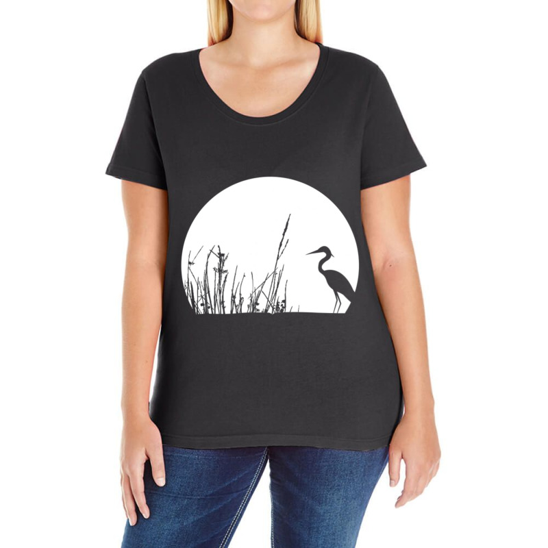 Heron In The Reeds Zen Mood Nature Lovers Ladies Curvy T-Shirt by Bertrand Angulo | Artistshot