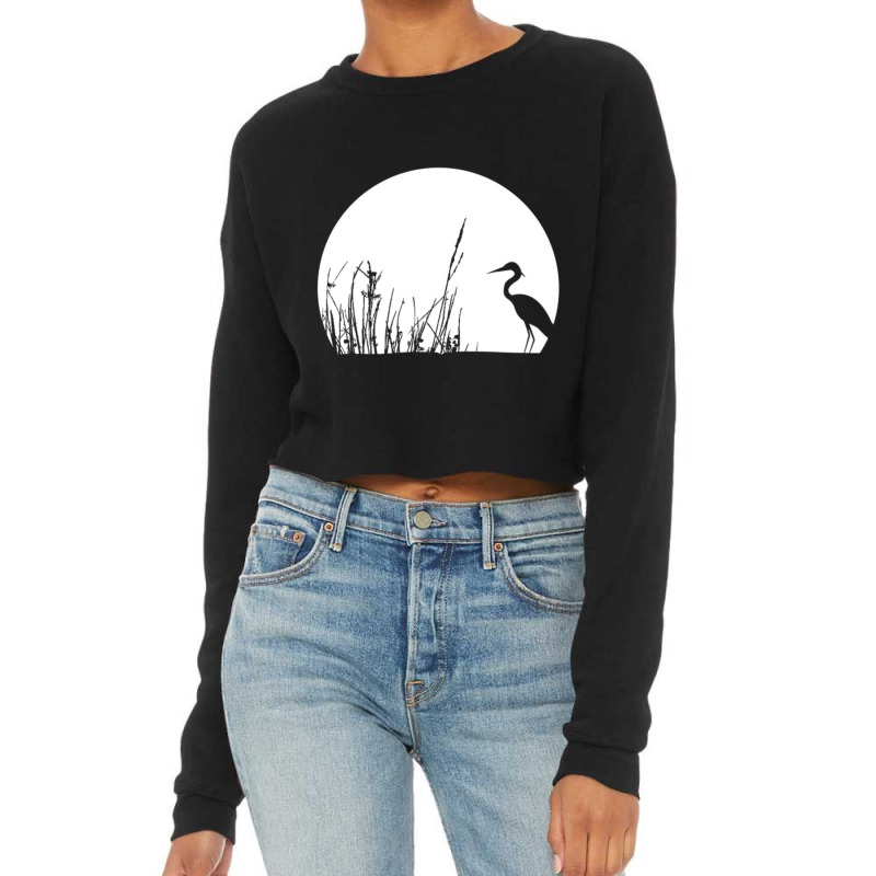 Heron In The Reeds Zen Mood Nature Lovers Cropped Sweater by Bertrand Angulo | Artistshot