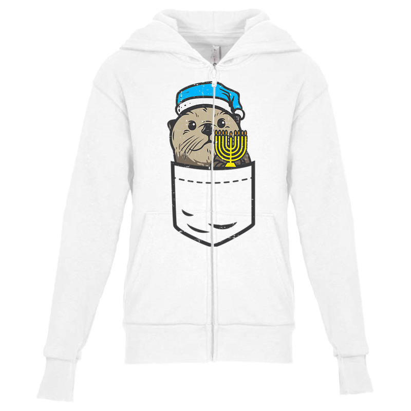 Pocket Jewish Otter Menorah Hanukkah Chanukah Animal Gift Youth Zipper Hoodie | Artistshot