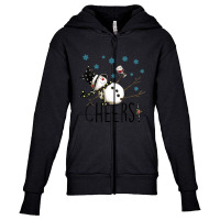 Cheers Snowman And Wine Christmas Youth Zipper Hoodie | Artistshot