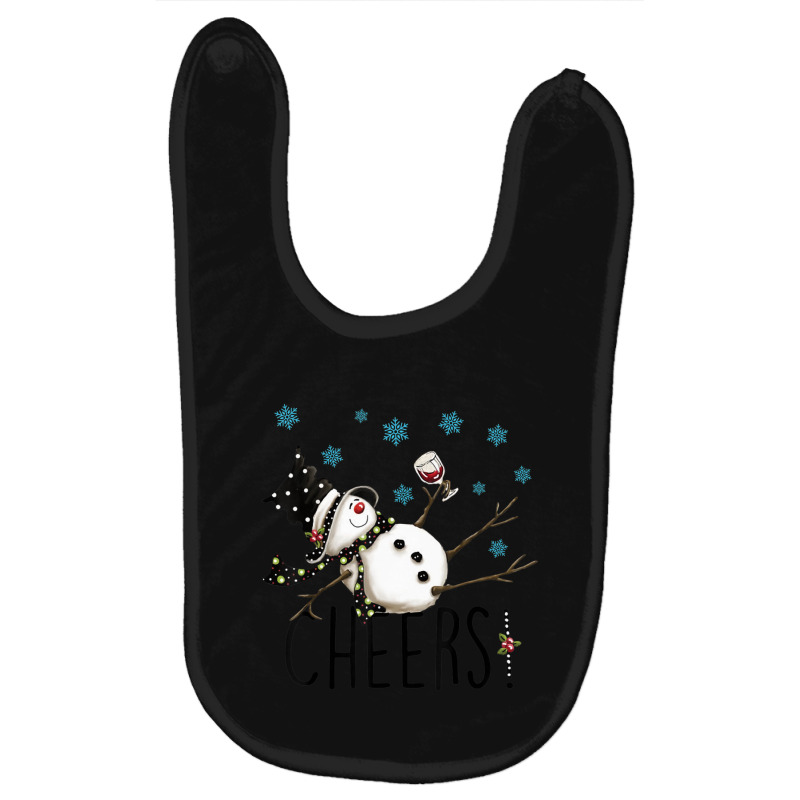 Cheers Snowman And Wine Christmas Baby Bibs by cm-arts | Artistshot