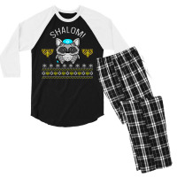 Shalom Menorah Jewish Racoon Design Cute Chanuka Jewish Gift Men's 3/4 Sleeve Pajama Set | Artistshot