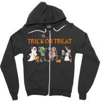 Funny Trick Or Treat Halloween Retro Monster Kids Costume Zipper Hoodie | Artistshot