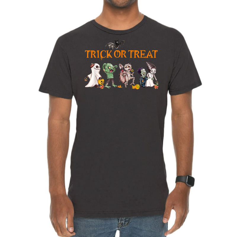 Funny Trick Or Treat Halloween Retro Monster Kids Costume Vintage T-shirt | Artistshot