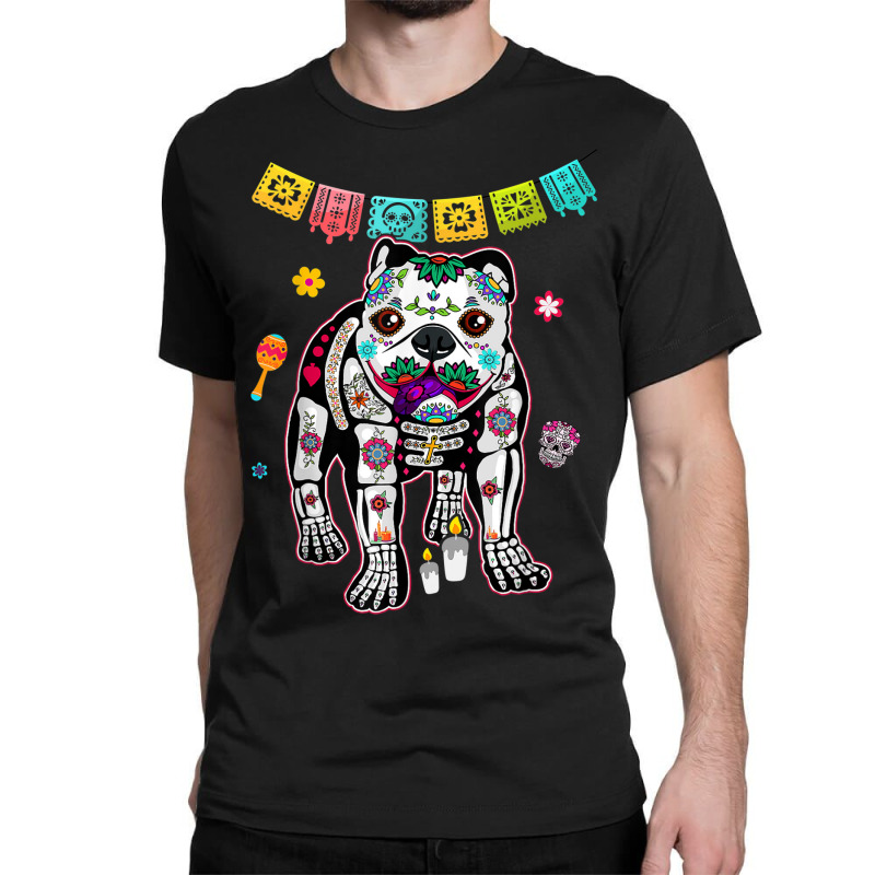 Calavera English Bulldog Dog Dia De Muertos Halloween Day Classic T-shirt by Sombre | Artistshot