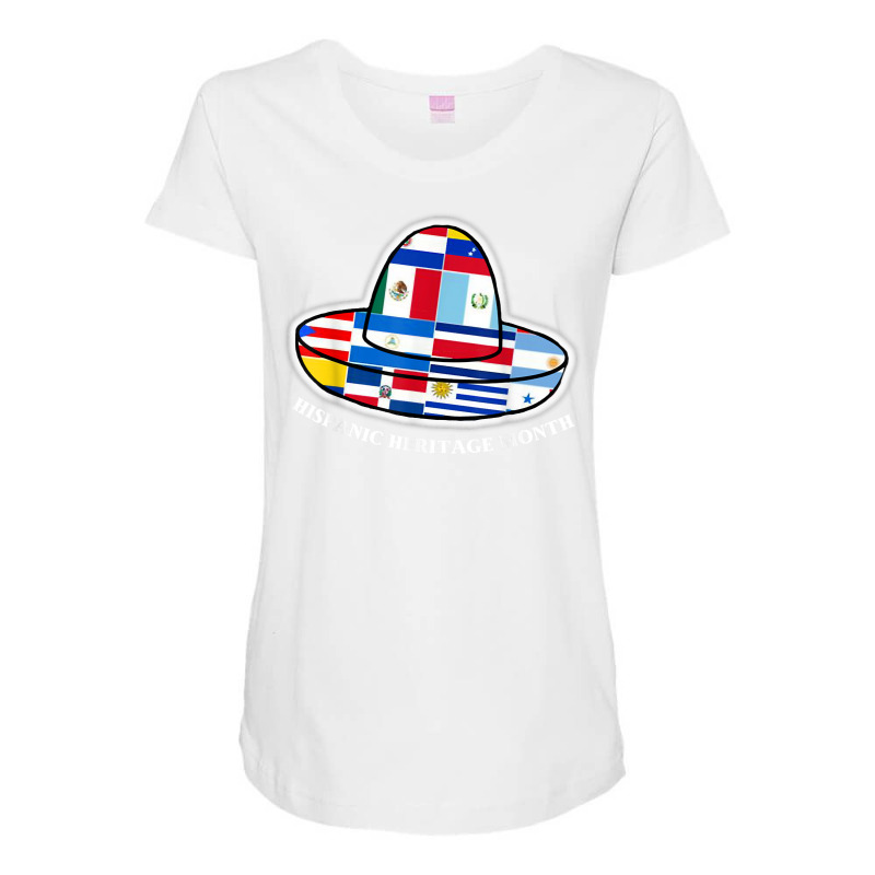 Latin American Flags In Sombrero Hispanic Heritage Month T Shirt Maternity Scoop Neck T-shirt by cm-arts | Artistshot