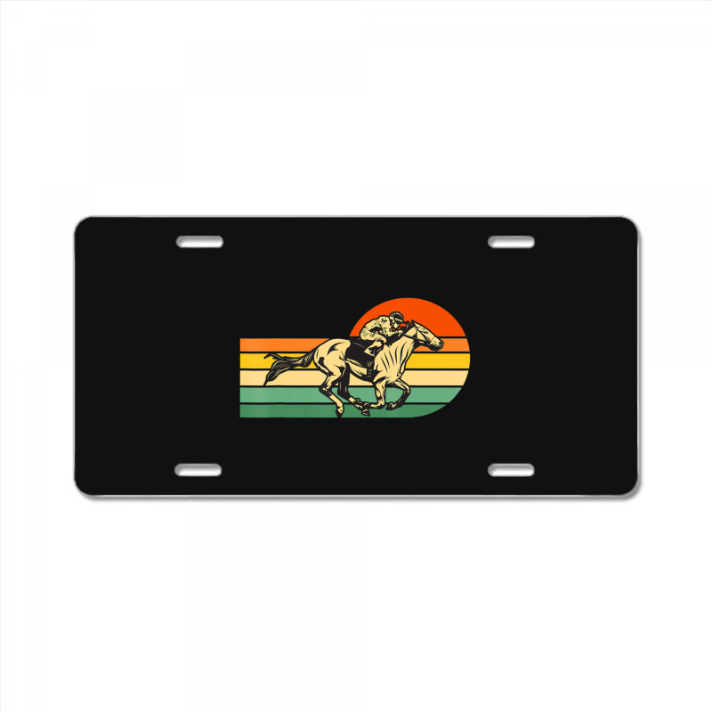 Horse Racing Retro Sunset License Plate | Artistshot