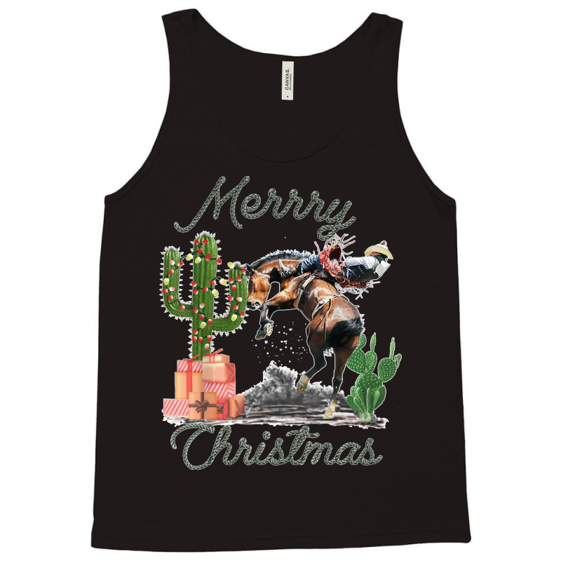 Rodeo Bucking Horse Western Cactus Cowboy Christmas Matching Tank Top by RogerKyleFox | Artistshot