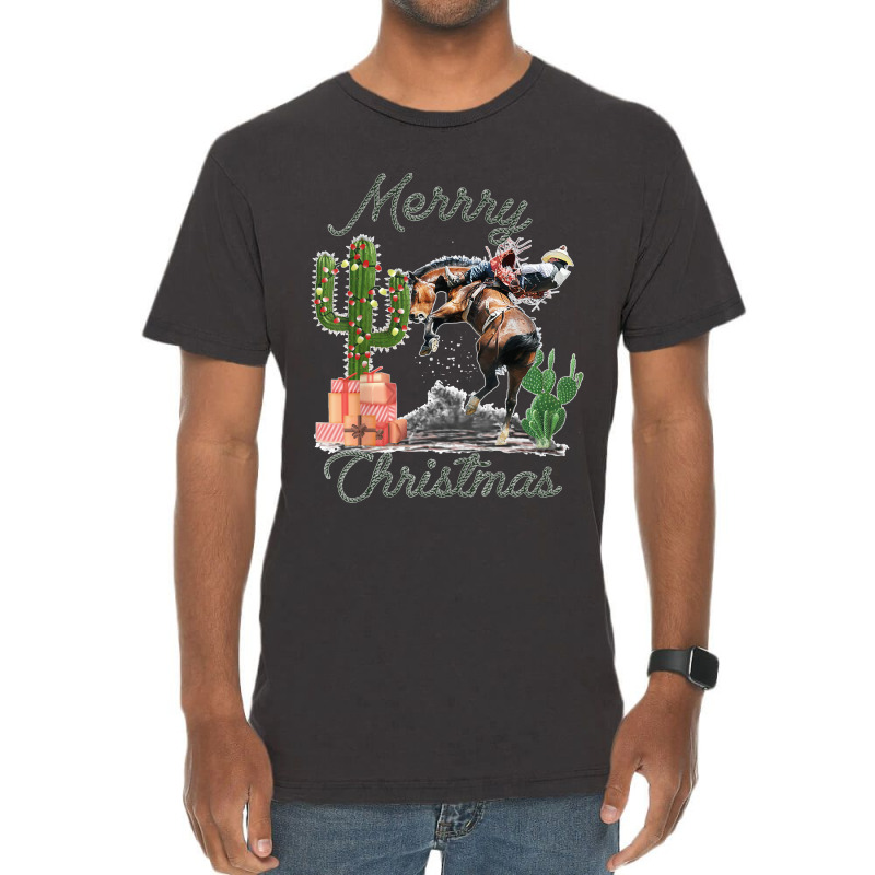 Rodeo Bucking Horse Western Cactus Cowboy Christmas Matching Vintage T-Shirt by RogerKyleFox | Artistshot