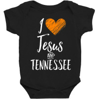 I Love Jesus And Tennessee Orange Heart Cute Fan Gift Baby Bodysuit | Artistshot