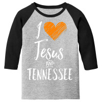 I Love Jesus And Tennessee Orange Heart Cute Fan Gift Youth 3/4 Sleeve | Artistshot