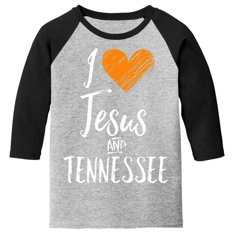 I Love Jesus And Tennessee Orange Heart Cute Fan Gift Youth 3/4 Sleeve by thangdinhsinhelf | Artistshot