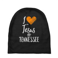 I Love Jesus And Tennessee Orange Heart Cute Fan Gift Baby Beanies | Artistshot