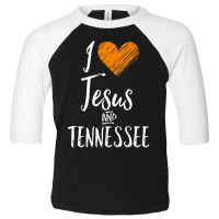 I Love Jesus And Tennessee Orange Heart Cute Fan Gift Toddler 3/4 Sleeve Tee | Artistshot