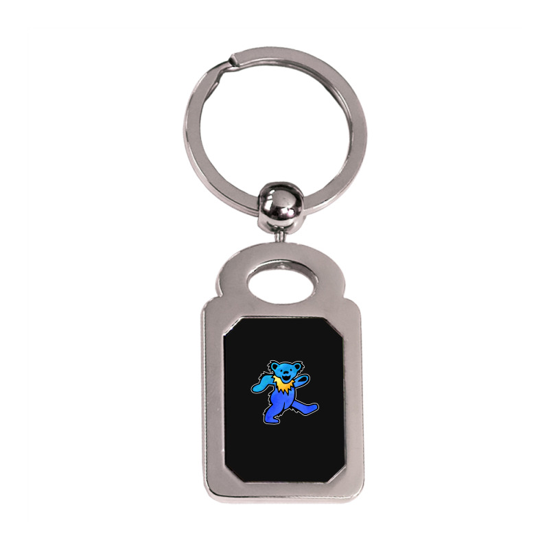 Blue Grateful Dancing Hippie Classic Rock Dead Bear Silver Rectangle Keychain | Artistshot