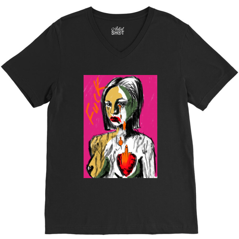 Fuck. Rock Girl. V-Neck Tee by cm-arts | Artistshot