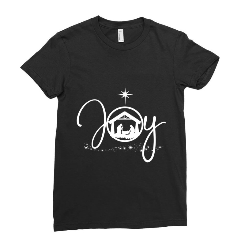 Christian Christmas Joy Jesus Nativity Scene Faith Ladies Fitted T-Shirt by cm-arts | Artistshot