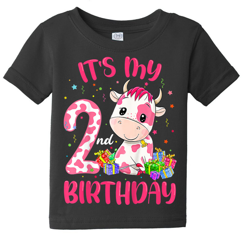 Kids Moo Im Two Its My 2nd Birthday Shirt Girl Pink Cow Baby Tee By ...