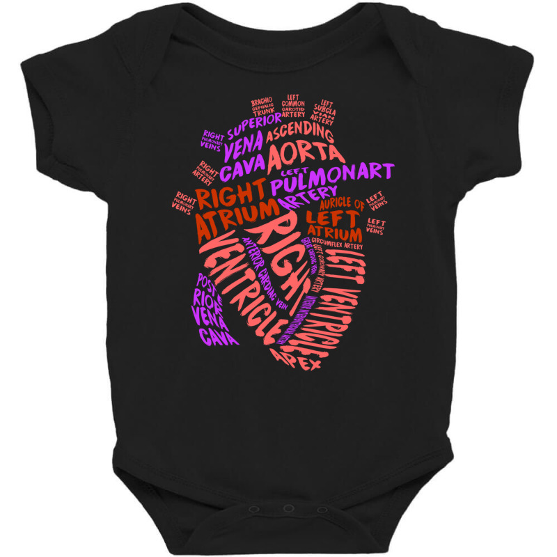 Anatomical Human Heart Cardiology Medical Cardiac Nurse Long Sleeve T Baby Bodysuit by cm-arts | Artistshot