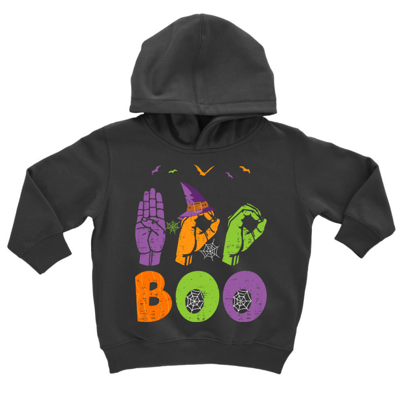 Boo Hands American Sign Language Pride Asl Halloween Long Sleeve T Shi Toddler Hoodie by cm-arts | Artistshot