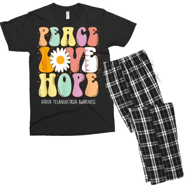 Peace Love Hope Ataxia Telangiectasia Awareness Gift T Shirt Men's T-shirt Pajama Set by cm-arts | Artistshot