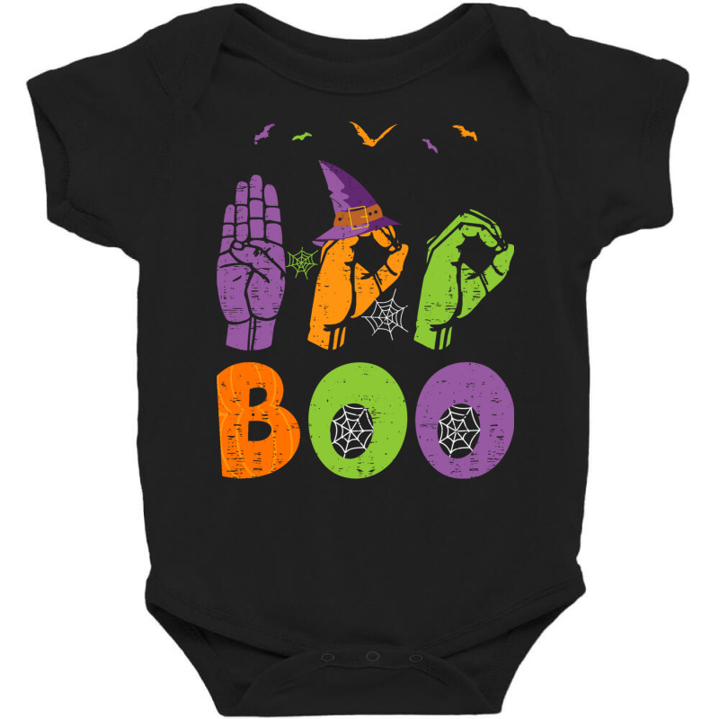 Boo Hands American Sign Language Pride Asl Halloween Long Sleeve T Shi Baby Bodysuit by cm-arts | Artistshot