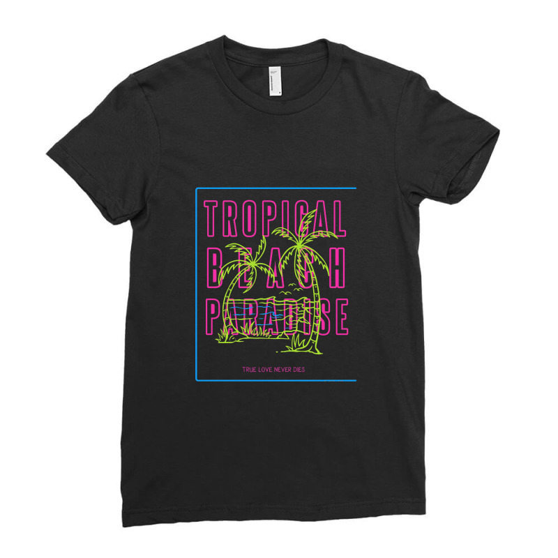 Tropical Paradise Love Ladies Fitted T-Shirt by lullabellelaart | Artistshot