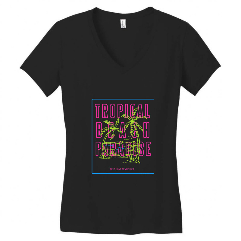 Tropical Paradise Love Women's V-Neck T-Shirt by lullabellelaart | Artistshot