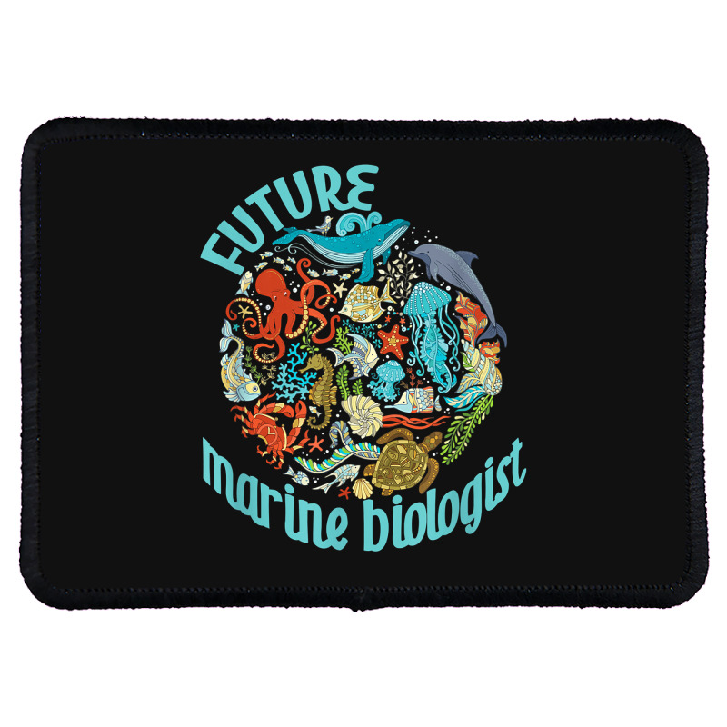 Future Marine Biologist Ocean Life Drawing Whale Octopus Rectangle Patch | Artistshot