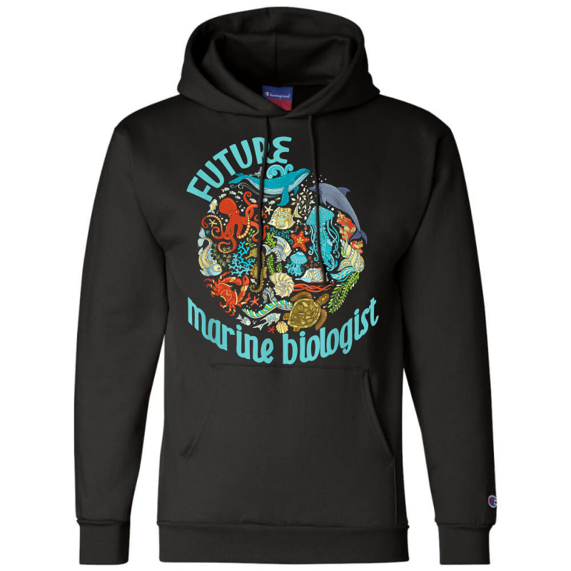 Future Marine Biologist Ocean Life Drawing Whale Octopus Champion Hoodie | Artistshot