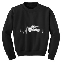 Humvee Heartbeat Military Combat Vehicle Pulse Ekg Humvee Youth Sweatshirt | Artistshot