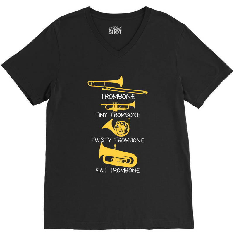 Types Of Trombones V-Neck Tee by DenzelTyler | Artistshot