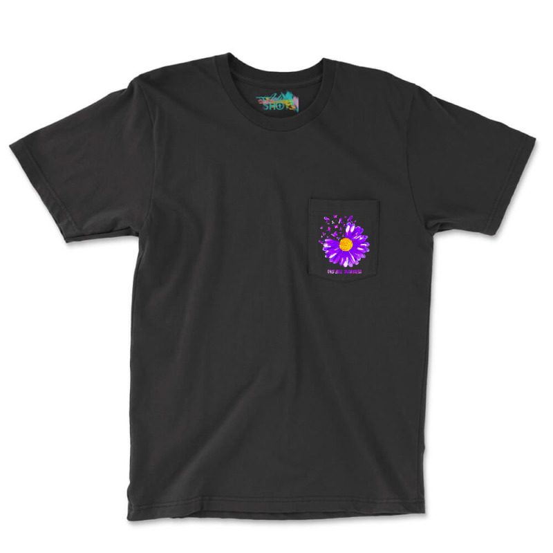 Butterfly Purple Ribbon Sunflower Overdose Awareness T Shir Pocket T-shirt | Artistshot