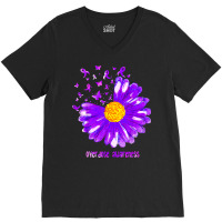 Butterfly Purple Ribbon Sunflower Overdose Awareness T Shir V-neck Tee | Artistshot