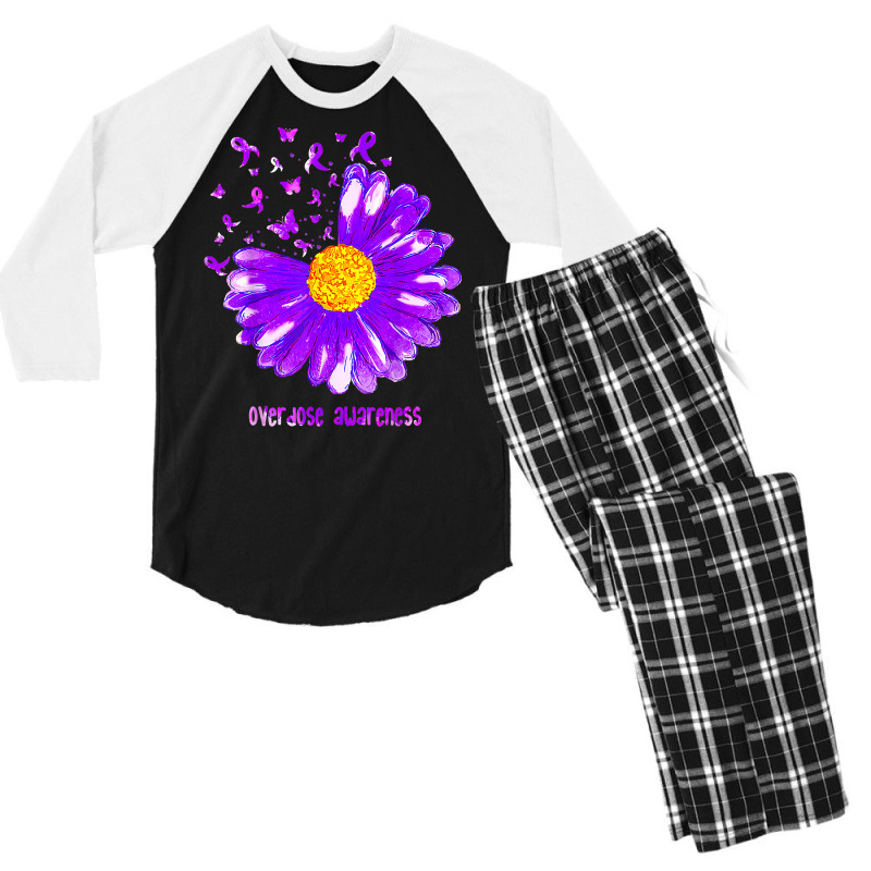 Butterfly Purple Ribbon Sunflower Overdose Awareness T Shir Men's 3/4 Sleeve Pajama Set | Artistshot