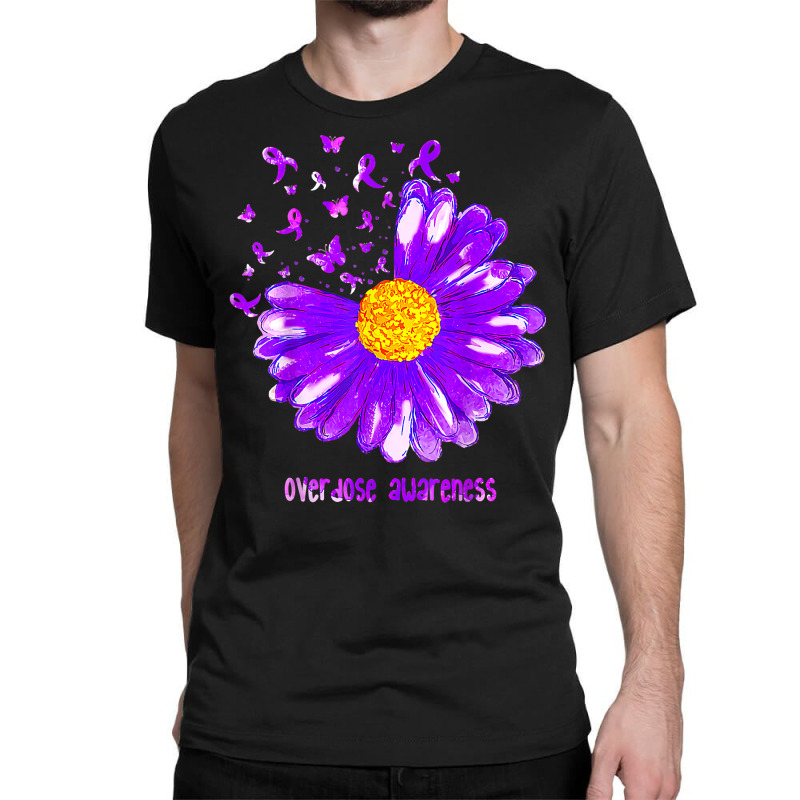 Butterfly Purple Ribbon Sunflower Overdose Awareness T Shir Classic T-shirt | Artistshot