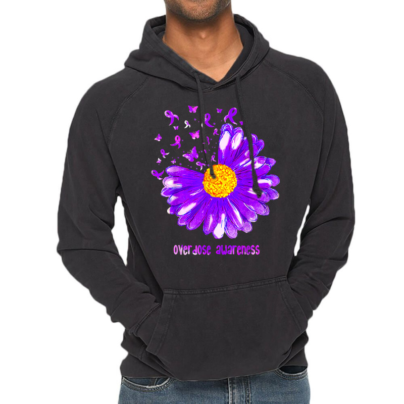 Butterfly Purple Ribbon Sunflower Overdose Awareness T Shir Vintage Hoodie | Artistshot