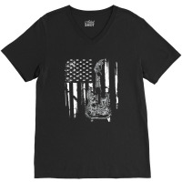 Us American Flag Guitar Musician Distressed Racerback Guitarsa V-neck Tee | Artistshot