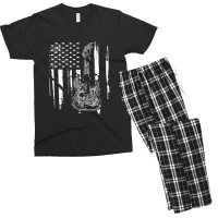 Us American Flag Guitar Musician Distressed Racerback Guitarsa Men's T-shirt Pajama Set | Artistshot