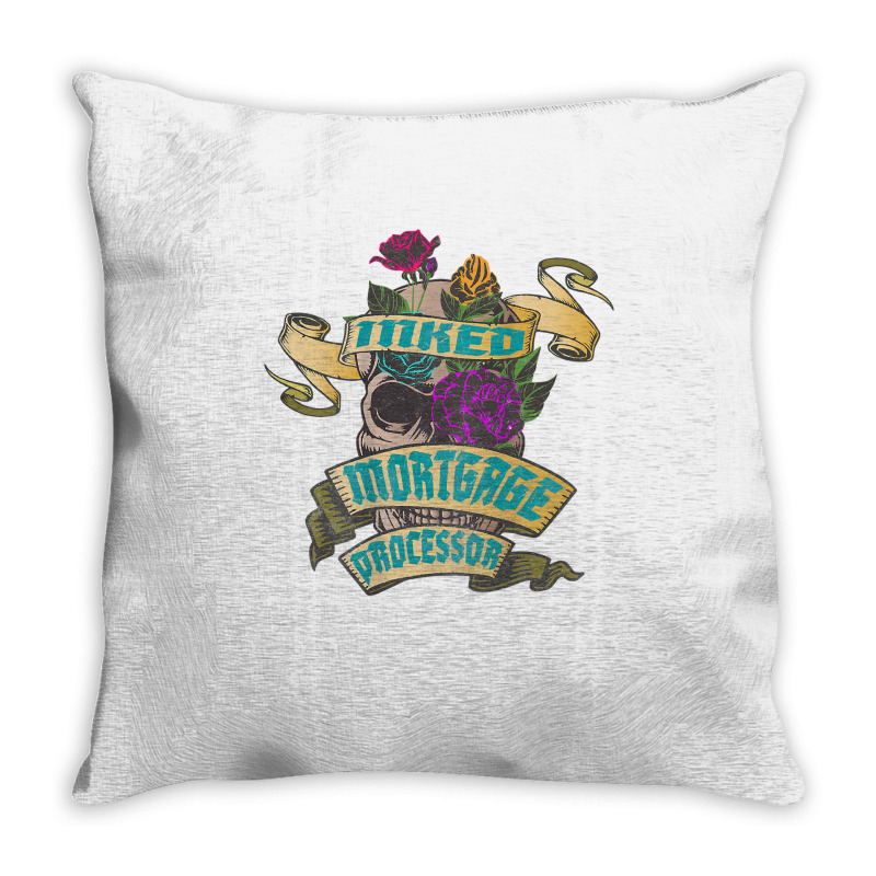 Mortgage Processor Inked Skull Tattoo Backside Design T Shirt Throw Pillow | Artistshot