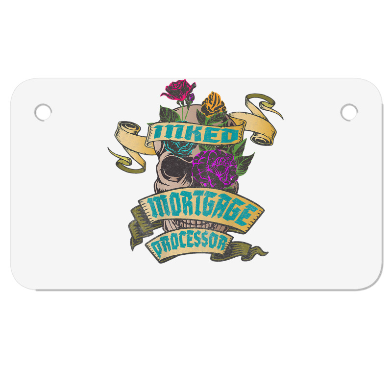 Mortgage Processor Inked Skull Tattoo Backside Design T Shirt Motorcycle License Plate | Artistshot