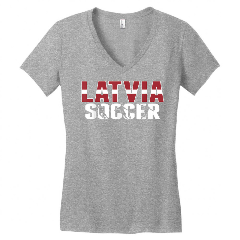 Latvia Soccer Fans Jersey   Proud Latvian Football Lovers T Shirt Women's V-Neck T-Shirt by alyshasur9x | Artistshot