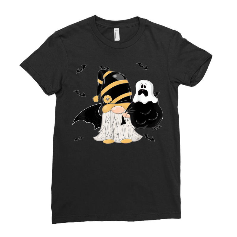 Dwarf Gnome Halloween Costume Bats Ghost Ladies Fitted T-Shirt by Fashzilla | Artistshot