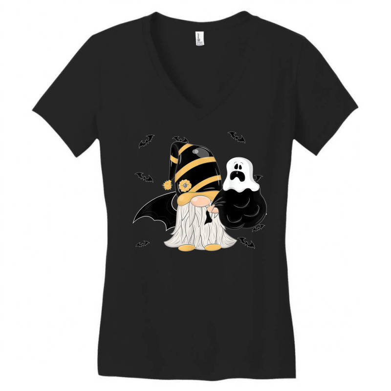 Dwarf Gnome Halloween Costume Bats Ghost Women's V-Neck T-Shirt by Fashzilla | Artistshot