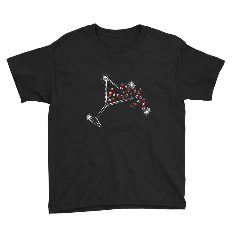 Christmas Candy Cane Martini Bling Rhinestone Christmas Youth Tee by cm-arts | Artistshot