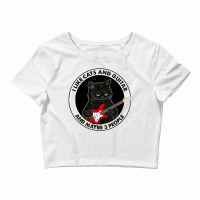 I Like Cats And Guitar And Maybe 3 People Cat Plays Guitar Love Cat Crop Top | Artistshot