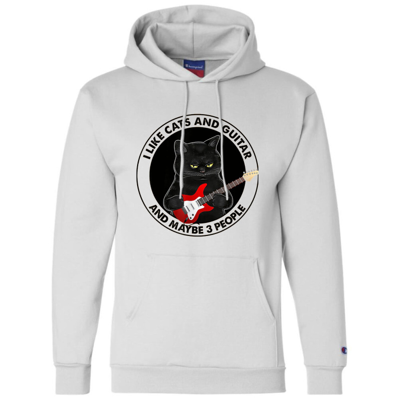 I Like Cats And Guitar And Maybe 3 People Cat Plays Guitar Love Cat Champion Hoodie by lullabellelaart | Artistshot