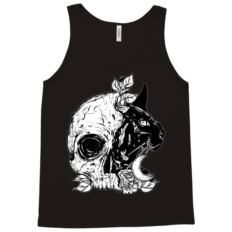 Skull Cat Moon Gothic Women's Girl's Halloween Premium Tank Top | Artistshot