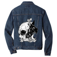 Skull Cat Moon Gothic Women's Girl's Halloween Premium Men Denim Jacket | Artistshot